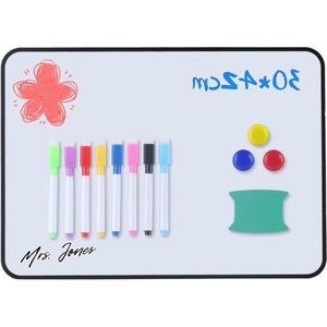 Mrs. Jones Whiteboard magneetwand klein droog dubbelzijdig afwisbaar A3-formaat magneetbord met gum - 42 x 30 cm .
