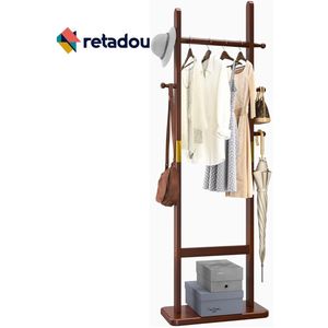 Retadou - Kapstok in boomvorm met zeer stabiele voet, vrijstaand klein kledingrek, robuust, kledingrek voor kinderen en volwassenen, ruimtebesparend, bruin
