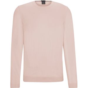 BOSS Leno slim fit trui wol - heren pullover middeldik O-hals - roze