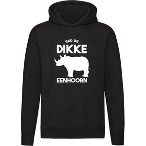 Red de dikke eenhoorn | neushoorn  | dieren | stropers | bedreigde diersoorten | bescherming | jacht | Unisex | Trui | Sweater | Hoodie | Capuchon | Zwart