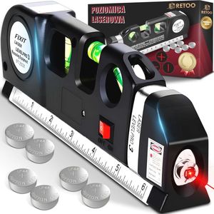 Laserwaterpas met kruislijnlaser en rolmaat 250cm - 3-in-1 meetinstrument voor precisie en eenvoud