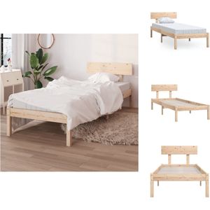 vidaXL Houten Bedframe - Eenpersoons - 75x190 cm - Massief grenenhout - Hoofdeinde - Montage vereist - Bed