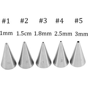 Taartdecoratieset, 5 stuks roestvrijstalen spuitmonden met spuitmonden # 12 - DIY gebaksspuitmonden, gereedschap voor taarten, cupcakes, decoratie, koekjes, gebakjes, cupcakes maken