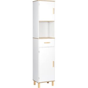 Kamyra® Scandinavisch Badkamermeubel - Badkamerkast, Wastafelmeubel, Opbergkast - Wit - 40x30x180 cm - MDF