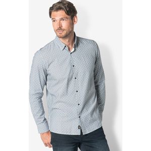 Twinlife Heren Shirt Print Geweven - Overhemd - Comfortabel - Regular Fit - Blauw - L