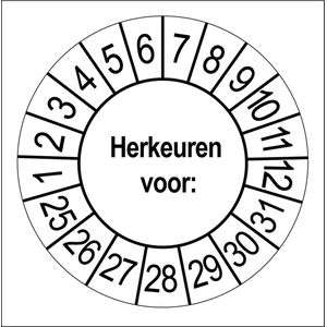 Wit | Herkeuren Keuringsstickers | 50 stuks (10 strips) | 35mm Rond | Vinyl