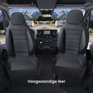 Stoelhoezen voor Iveco Iveco Daily 5 bestelbus in pasvorm, set van 2 stuks - bestuurder 1 + 1 passagierszijde | Met armleuning hoezen | CBS103 | Zwart | Kunstleer