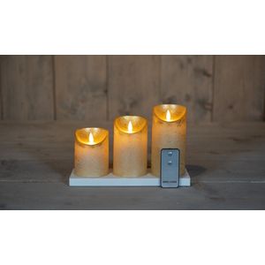 Anna's Collection - 3ST OPLAADBARE KAARS WAX GOUD RUSTIEK BEWEGENDE...