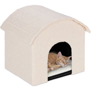Relaxdays kattenhuis binnen - inklapbaar kattenholletje - kattenmeubel met kraboppervlak