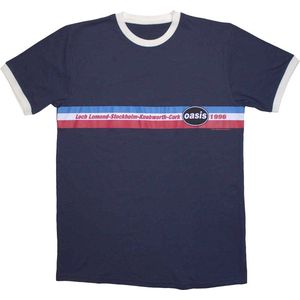Oasis - 1996 Tour Horizontal Stripes Ringer Heren T-shirt - L - Donkerblauw