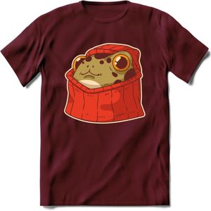 Hoodie frog T-Shirt Grappig | Dieren kikker Kleding Kado Heren / Dames | Animal Skateboard Cadeau shirt - Burgundy - XL