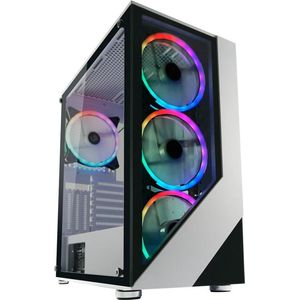 LC-POWER® Lucid Midi Tower ATX PC Case - Computer Behuizing - 4 RGB Case Fans - Game PC - Gehard Glas - Zwart