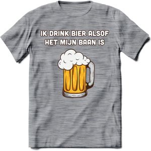 Ik Drink Bier Alsof Het Mijn Baan Is T-Shirt | Bier Kleding | Feest | Drank | Grappig Verjaardag Cadeau | - Donker Grijs - Gemaleerd - 3XL