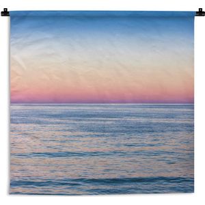 Wandkleed Zonsondergang op het Strand  - Zachte zonsondergang boven de zee Wandkleed katoen 60x60 cm - Wandtapijt met foto