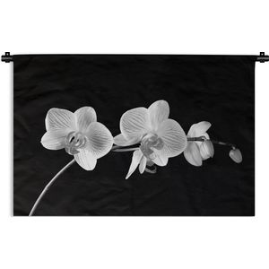 Wandkleed - Wanddoek - Orchidee - Bloemen - Zwart - Roze - Knoppen - 60x40 cm - Wandtapijt