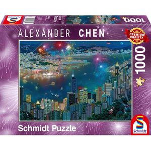 Vuurwerk Boven Hong Kon - 1000 Stukjes Puzzel