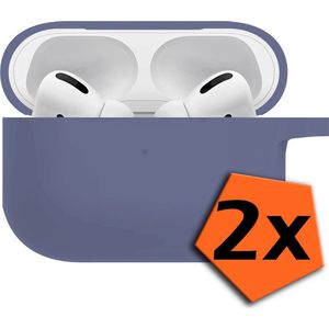 Hoesje Geschikt voor AirPods Pro 2 Hoesje Siliconen Case Hoes - Hoesje Geschikt voor Apple AirPods Pro 2 Case - Grijsblauw - 2 PACK
