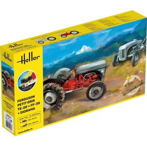 1:24 Heller 52326 Ferguson Petit Gris Tractor 2x incl. Diorama - Starter Kit Plastic Modelbouwpakket
