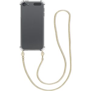 kwmobile Hoesje geschikt voor Apple iPod Touch 6G / 7G (6de en 7de generatie) - Met koord - Siliconen cover in transparant / goud