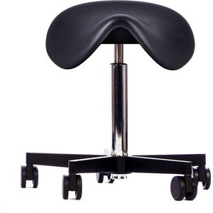 OKAPI® Aero PU zadelkruk kappersfiets zwart met normaal zadel en met Medium gasveer werkstoel kapperskruk