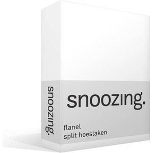 Snoozing - Flanel - Split-topper - Hoeslaken - Lits-jumeaux - 200x210/220 cm - Wit