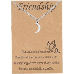 Bixorp Friends Maan BFF Ketting Zilverkleurig - BFF Armband Meisjes - Best Friends Armband Vriendschap Cadeau voor Twee