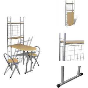 vidaXL Ontbijttafelset - Compact ontwerp - Stalen frame - Inklapbaar - Inclusief 2 stoelen - Afmetingen- 56 x 90 x 165 cm - Materiaal- MDF - vidaXL - Set tafel en stoelen