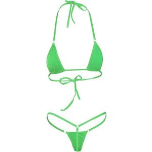 Micro Bikini - G- String - Halter Top - Licht Groen