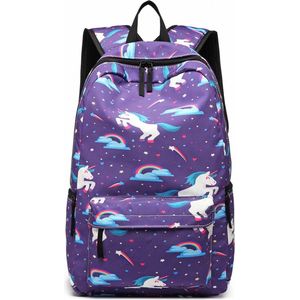 Miss Lulu Rugzak - Schooltas - Schoolrugzak Unicorn - Premium Kwaliteit - Paars (E1833 UC-PE)