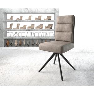 Gestoffeerde-stoel Pela-Flex kruisframe hoekig zwart microvelours taupe vintage pocketveer kern