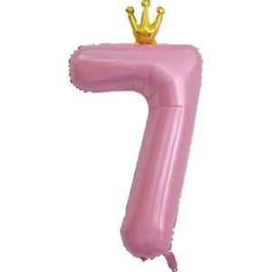 Roze Ballon 7st Jaar Verjaardagsfeestje Decoratie Kroon Kid Party Bruiloft Ballen Baby Shower Speelgoed Gift Folie Ballon globos-40 inch