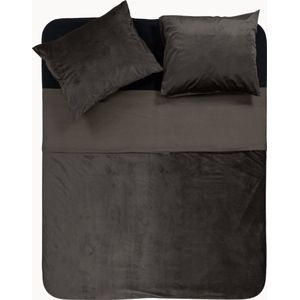 Y-NOT - Dekbedovertrek - Velvet Met Bies Deep Taupe - 2 Persoons - Taupe