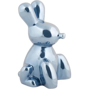 Present Time Ornament Balloon Bunny - Blauw - 10x9x15cm - Scandinavisch