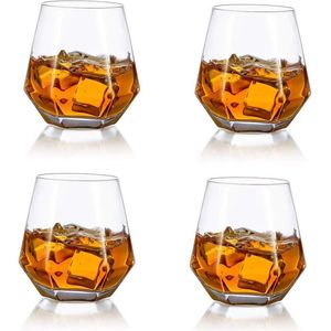 whiskey glazen set van 4 water / sap tumbler gekanteld scotch glas 300 ml whisky glas modern look glaswerk voor bourbon / rum / bar tumbler