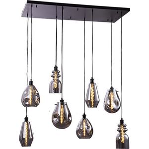 LM-Collection Thoros Hanglamp - 125x55x150cm - E27 - Grijs - Metaal/Glas - hanglampen eetkamer, hanglamp zwart, hanglampen woonkamer, hanglamp slaapkamer, hanglamp kinderkamer, hanglamp rotan, hanglamp hout, hanglamp industrieel