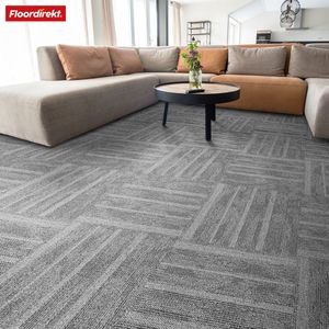 FLOORDIREKT Tapijttegels Zürich - 1 Stuk - 50 x 50 cm - Ideaal voor Kantoren & Woonkamers - Hoogwaardige Designtegels - Grijs