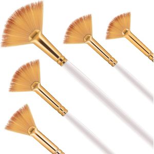 Fan Penselen Sets - 5 Stuks Olie Acryl Verf Borstels Hout Handvat Nylon Haar Aquarel Fan Borstel voor Schilderen (DIY)
