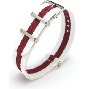 Premium White Red - Nato strap 18mm - Horlogeband Wit Rood