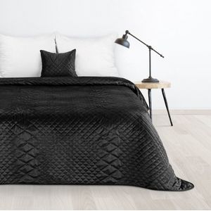 Oneiro’s luxe LUIZ Beddensprei Zwart- 170x210 cm – bedsprei 2 persoons - zwart – beddengoed – slaapkamer – spreien – dekens – wonen – slapen