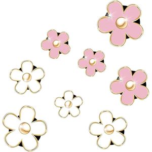 8 stuks luchtinlaatclips met madeliefjesbloem voor auto (roze + wit)