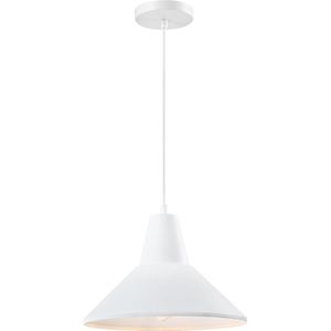 QUVIO Hanglamp retro - Lampen - Plafondlamp - Verlichting - Verlichting plafondlampen - Keukenverlichting - Lamp - E27 Fitting - Met 1 lichtpunt - Voor binnen - Design - Metaal - D 28 cm  - Wit