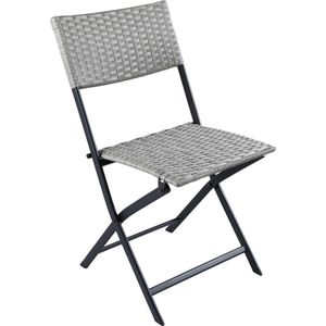 BRUBAKER Lugano Tuinstoel, polyrotan, klapstoel, weerbestendig en robuust, balkonstoel, inklapbaar, campingstoel voor tuin, balkon, terras, campingstoel, grijs/beige
