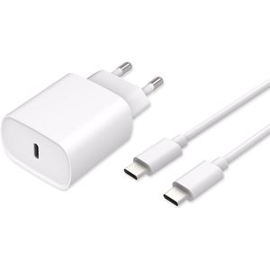 Oplader 20W USB-C incl 1M USB C kabel - Quick Charge - Snellader - Geschikt voor Apple / Samsung - iPhone/iPad - Laadstekker - Apple oplader - iPhone oplader - USB-C lader - Samsung lader - Universele lader