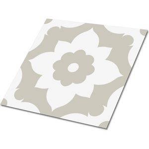 Tulup PVC Tegels - Arabische Bloem Vinyl Tegels - 30 cm x 30 cm - Grijs Zelfklevende PVC Tegels - Verpakking van 9 stuks - Zelfklevende Vinyl Tegels - Mozaïek Plaktegels - Vinyl Vloer Tegels - Plaktegels keuken en Badkamer