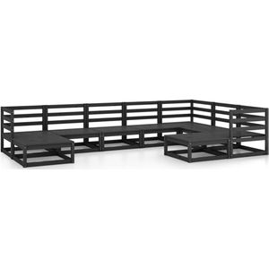 vidaXL Loungeset - Loungesets - Tuinsets - Tuinsets - 9-delige Loungeset massief grenenhout zwart