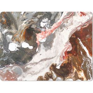 Muismat Groot - Wit - Rood - Graniet - Steen - 40x30 cm - Mousepad - Muismat