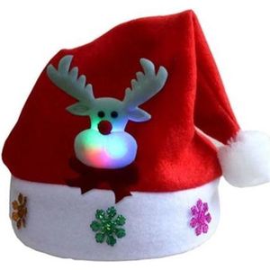 Kerstmuts Met Lichtjes - Rendier - Kids - LED