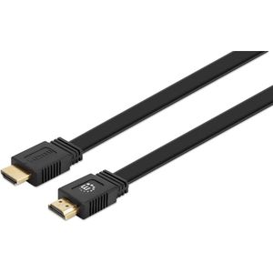 Manhattan 355636 HDMI-kabel HDMI Aansluitkabel HDMI-A-stekker, HDMI-A-stekker 5.00 m Zwart Afgeschermd (dubbel), Plat,