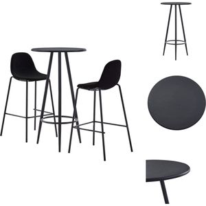 vidaXL Barset SLS - 60x107.5 cm - zwart - MDF/PVC-gecoat - gepoedercoat staal - 51x49x99 cm - zwart - stoffen bekleding - gepoedercoat metaal - Set tafel en stoelen