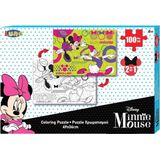 Luna Kleurplaat En Puzzel Minnie Mouse 49 Cm Karton 100 Stuks